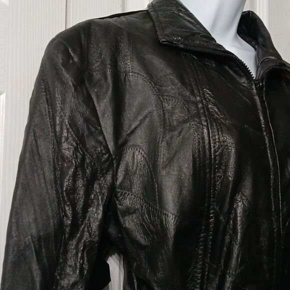 Navarre Leather Company vintage  genuine leather belted jacket Sz L NWOT - Picture 4 of 10